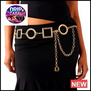 Adjustable Metal Chain Belt Boho Western Concho Y2K Waist Accessory Versatile